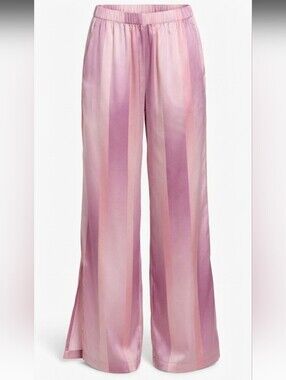 NWT Midnight Bakery Wide Leg Pajama Bottoms Ombre Stripe Side Slit Loungewear L